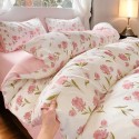 Pink plant style pure cotton four-piece set