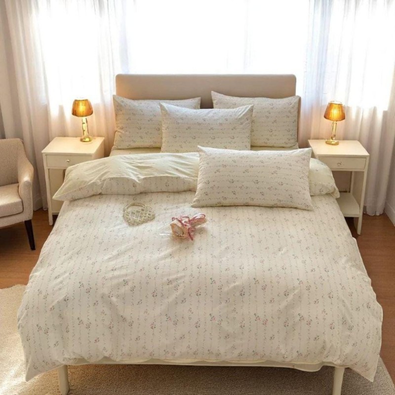 Floral pattern breathable cotton four-piece set