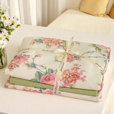 Romantic floral cotton bedding set