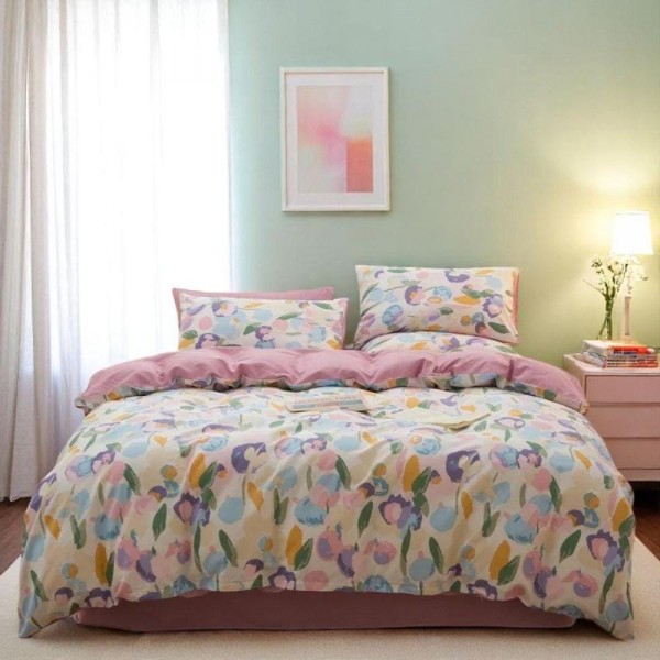 Watercolor flower cotton four-piece set
