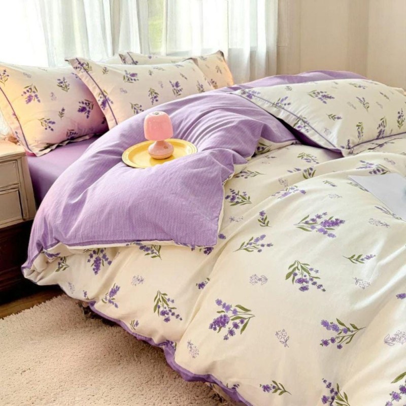 Lavender pattern cotton four-piece set