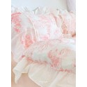 Pink lace ruffle floral double gauze four-piece set