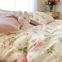 Pink retro floral pattern cotton four-piece set