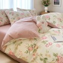 Pink retro floral pattern cotton four-piece set