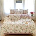 Pink retro floral pattern cotton four-piece set