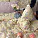Purple and pale yellow botanical cotton 4-piece set