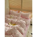 Pink plaid cotton four-piece set
