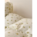 Yellow floral ruffled cotton four-piece set