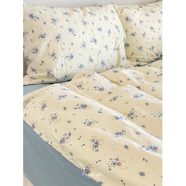 Blue floral cotton four-piece suit