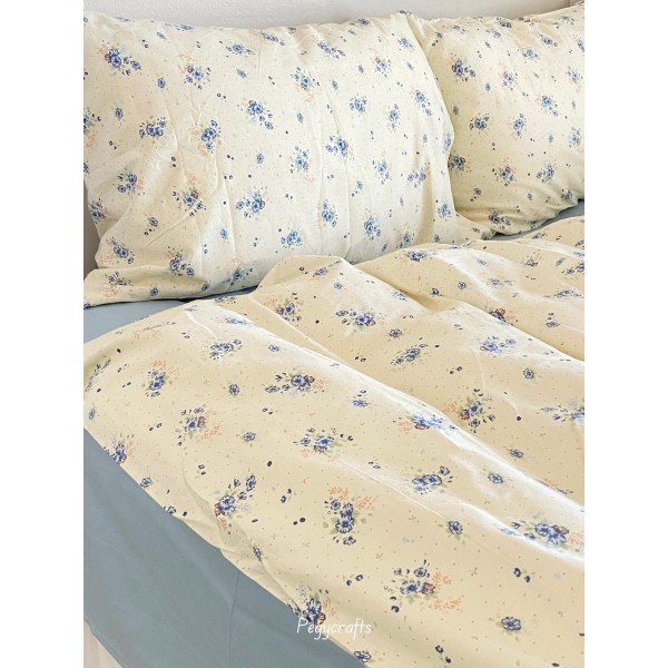 Blue floral cotton four-piece suit