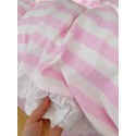Pink striped ruffled cotton four-piece set