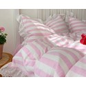 Pink striped ruffled cotton four-piece set