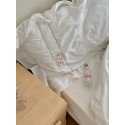 White floral embroidery cotton four-piece set
