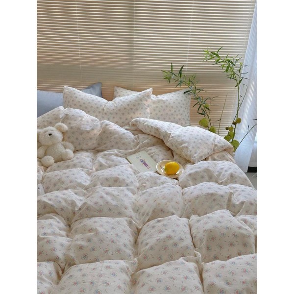 Blue floral cotton four-piece suit