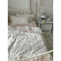 Pink and white lace ruffled cotton four-piece set