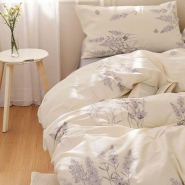 Simple plant print cotton four-piece set