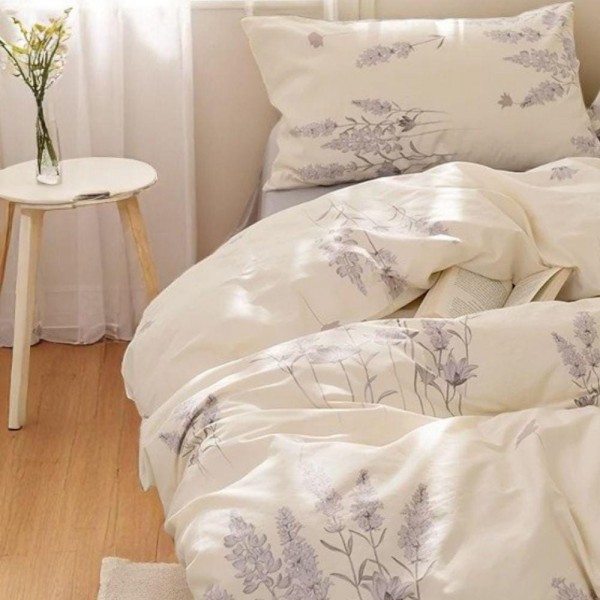 Simple plant print cotton four-piece set