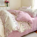 Garden style pink flowers pure cotton four-piece set