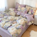 Purple romantic floral cotton four-piece set