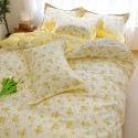 Lemon Yellow Floral Pattern Cotton Bedding Set