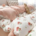 Light pink and white rose pattern cotton 4-piece set