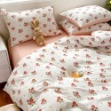 Light pink and white rose pattern cotton 4-piece set