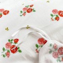 Light pink and white rose pattern cotton 4-piece set