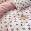 Light pink and white rose pattern cotton 4-piece set
